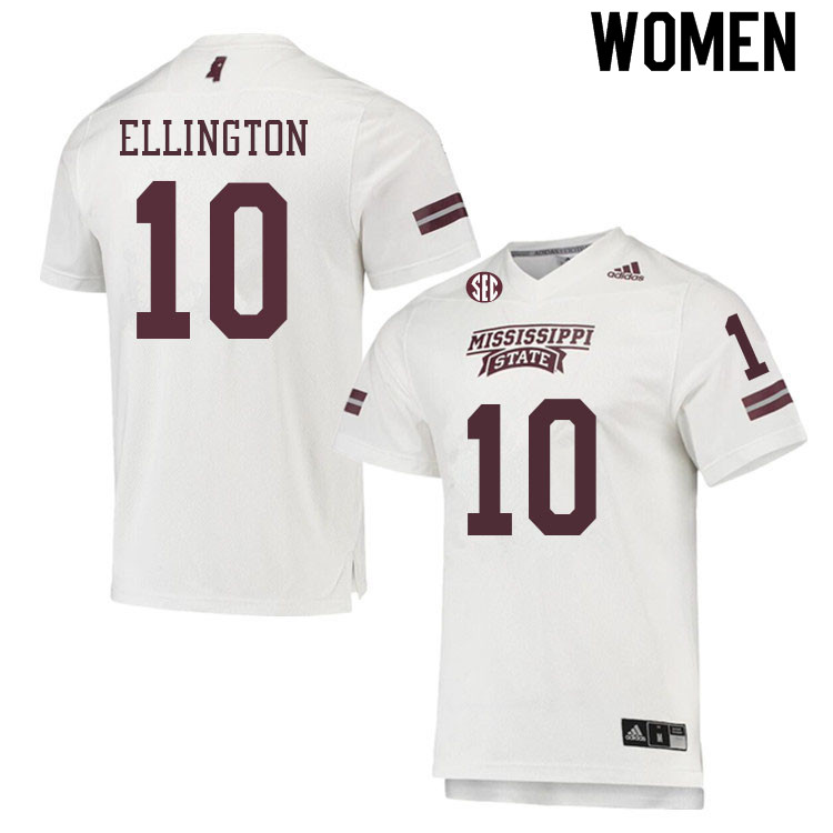 Women #10 Corey Ellington Mississippi State Bulldogs College Football Jerseys Sale-White